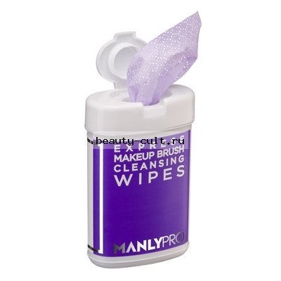 Экспресс-очищающие салфетки для макияжных кистей с антибактериальным эффектом 50 шт Manly PRO