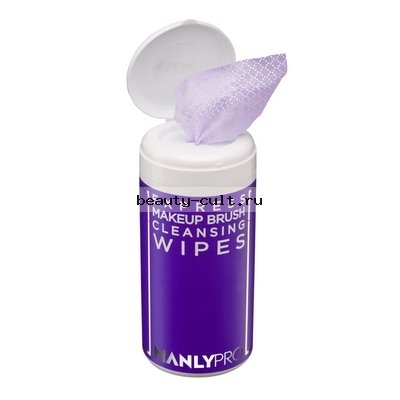 Экспресс-очищающие салфетки для макияжных кистей с антибактериальным эффектом 100 шт Manly PRO