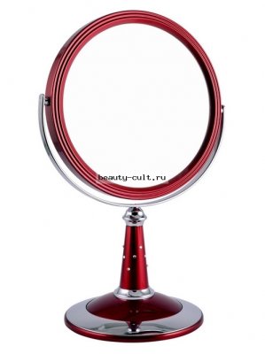 Зеркало* B7&quot;809 RUBY/C Red наст. кругл. 2-стор. 5-кр.ув.18 см с крист.